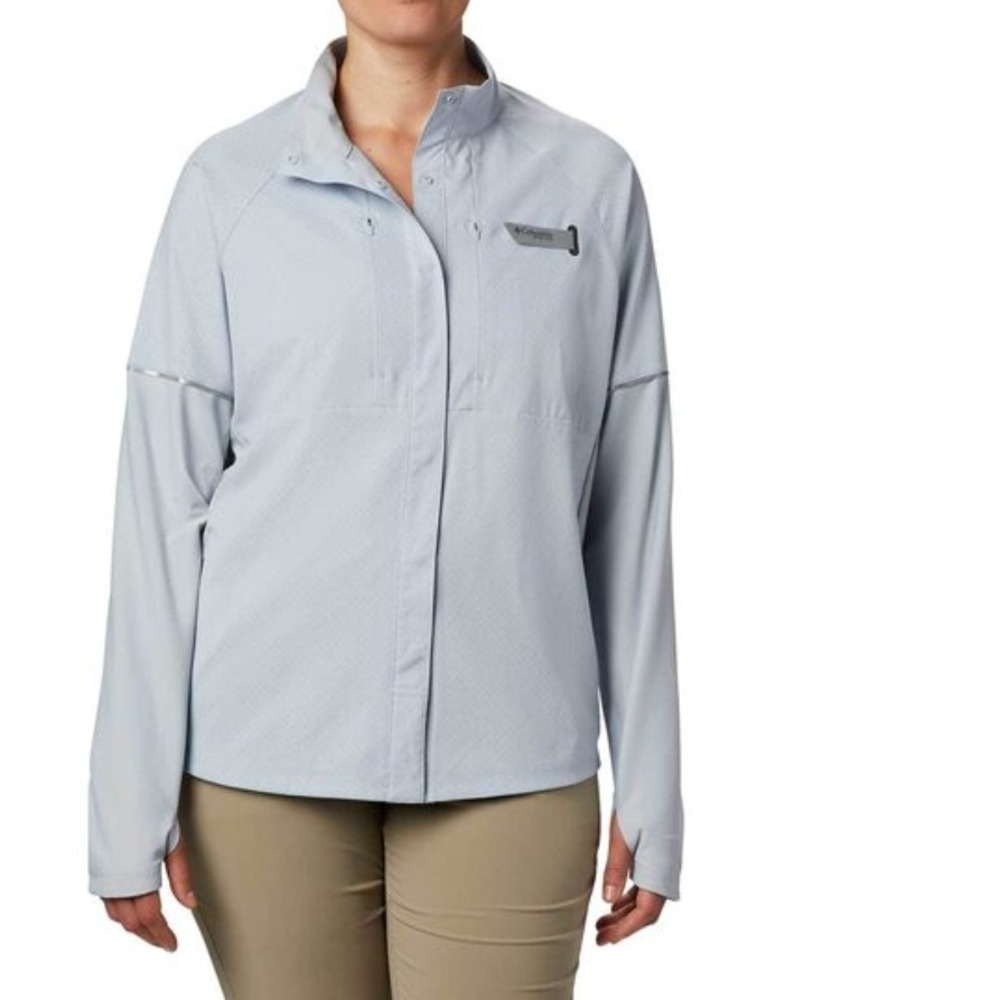Columbia PFG Women's Fishing Jacket Long Sleeve Gray Full Zip , Size S